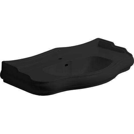 Lavabo RETRO en céramique 100x54,5cm, noir mat (1/4)