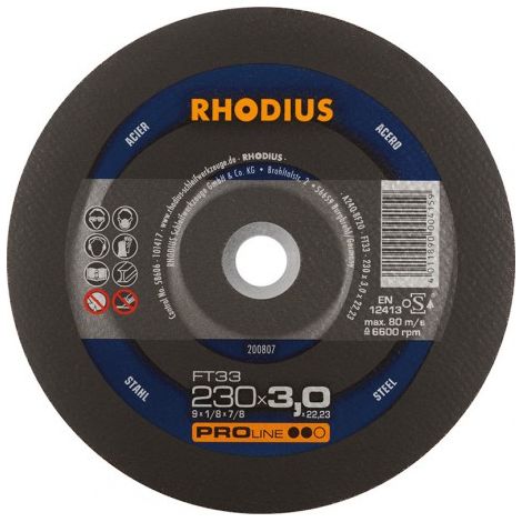 Disque de coupe 230 x 3,0 x 22 mm rhodius FT33 (1/2)