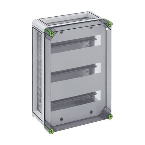 Spelsberg Boîtier pour disjoncteurs, transparent, indice de protection IP65, 42 TE, résistance aux chocs IK08, classe de protection II, tension d'isolement nominale 400V AC, sans halogène, 01534201 (1/2)