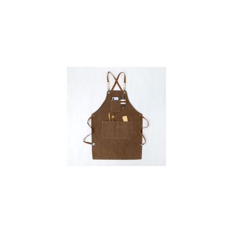 Tablier de cow-boy de haute qualité avec poches pour coiffeur, Tablier de travail multifonction en toile cirée imperméable, peintre, jardinier, styliste de coiffure pour femme et homme, kaki - marron