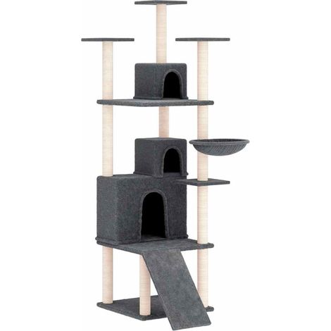 vidaXL Rascador para gatos con postes de sisal gris oscuro 175 cm (1/2)