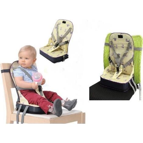 Réhausseur Siège de Table Bébé Pliable Jaune - Harnais 5 points - Voyage-Ywey (1/4)