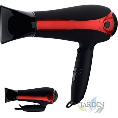 Secador de Pelo Ionic 2000W, 2 Velocidades y 3 Temperaturas - Tecnología Iónica para Cabello Brillante (1/2)