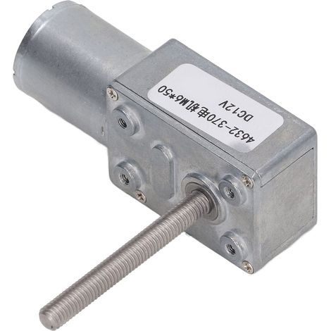 Moteur à engrenages à vis sans fin, fonction autoblocante, arbre fileté M6, réducteur à courant continu 12V, 1 tour/min, tête rotative (1/5)