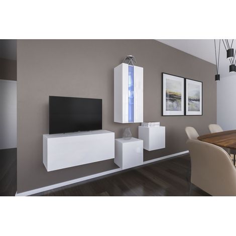 Ensemble meuble TV NEXT 293 AN293-17W-HG25-1A blanc brillant 197 cm (1/2)
