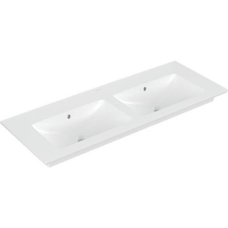 V&B Schrank-Doppelwaschtisch VENTICELLO 1300x500mm. mit Überlauf stone white C+