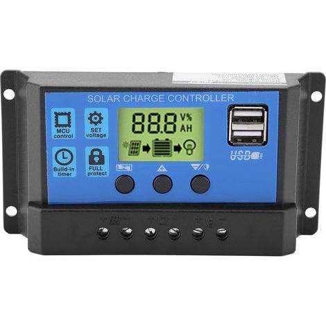 PWM 12V 24V Dual-USB-Solarpanel-Laderegler mit LCD-Anzeige, 20A (YJSS-20A) (1/5)