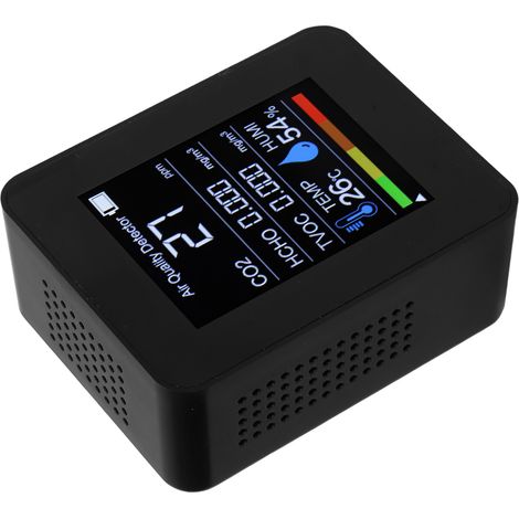 Détecteur de qualité d'air 5-en-1, moniteur numérique portable de CO2, mesure TVOC, HCHO, température et humidité (1/5)