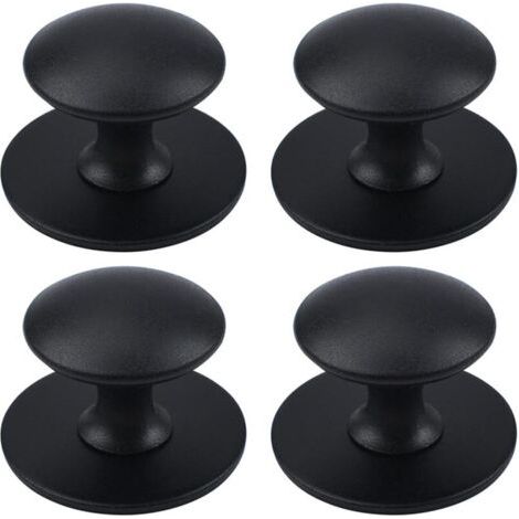 Boutons de placard adhésifs, boutons de placard de cuisine auto-adhésifs, poignées de tiroir, 4 pièces (noir) (1/5)