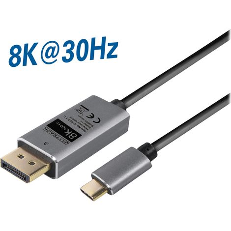 Displayport Kabel usb Typ c Stecker - Displayport Stecker, Displayport Version 1.4, 8k@30hz, Plug & Play, 1.0 m (1/4)
