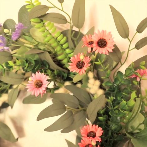 Eukalyptus-Gänseblümchen-Kranz aus künstlichen Blumen, Hochzeits- und Heimdekoration (1/5)