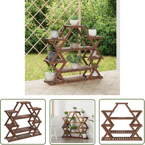 The Living Store Support à fleurs 110x25x105 cm bois massif de sapin - Supports De Plantes - Jardinière Murale - Rangement Extérieur - Déco Intérieur - Meuble Rustique (1/5)