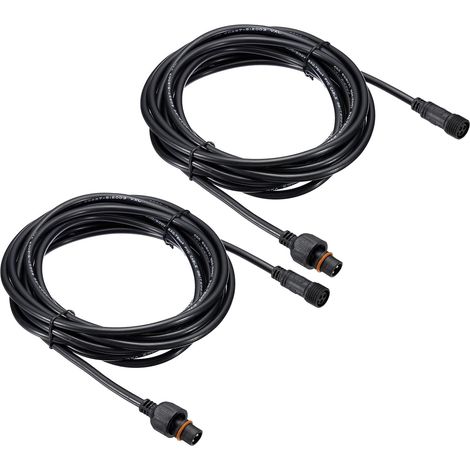 Câble d'Extension à 3 Broches de 16,4 Pieds, 2 Pcs Connecteurs Étanches IP67 18AWG avec Mâle et Femelle aux Deux Extrémités pour Bandes LED, Noir (1/4)