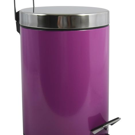 Poubelle Cosmétique Salle de Bain - Acier Inoxydable avec Seau Intérieur Amovible - Poubelle à Pédale Élégante - Compacte et Pratique - Violet - 3L (1/5)