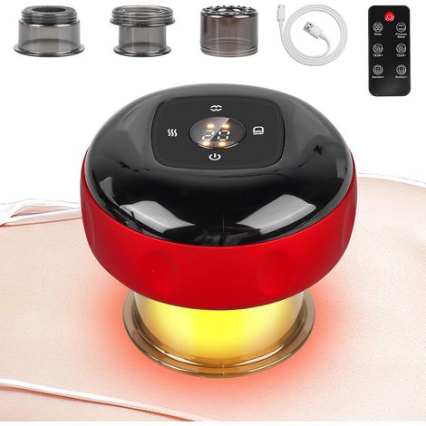 Ventouses électriques infrarouges - 12 vitesses - Appareil de massage avec télécommande - Rechargeable - Pour le soulagement de la douleur et la désintoxication du corps (rouge) (1/5)