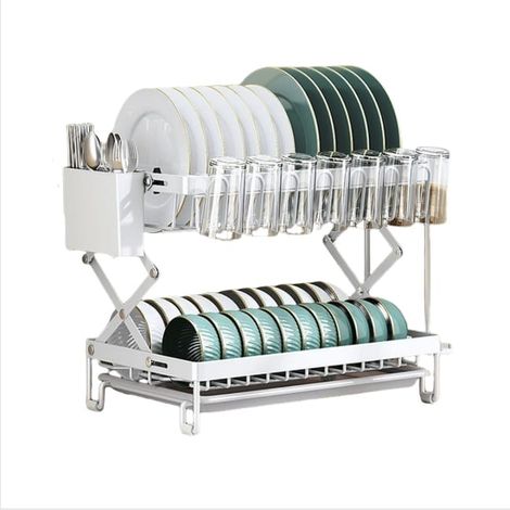 Etagère Pour Plats De Cuisine, Pliable, BLANC, 402831.5cm ( Avec Support Pour Planche À Découper + Cylindre Pour Baguettes) (1/5)