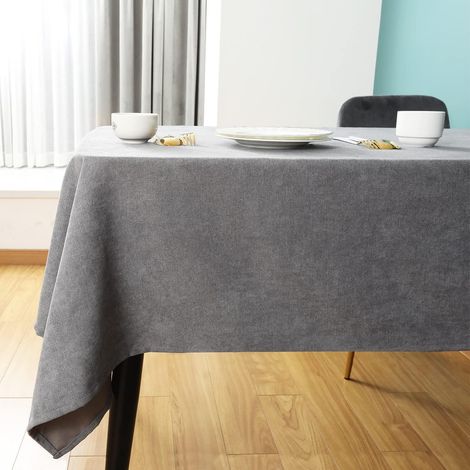 Tischdecke abwaschbar 120 x 160 cm hellgrau rechteckig schmutzabweisend pflegeleicht