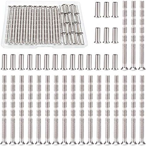 20 Pièces Vis Poignee Porte M4, Vis de Connexion avec Boulon Kit, Boulons de Connexion et Manchon, Liaison Meuble Nickelée pour Écussons, Poignée de Porte, Armoire, Tiroirs
