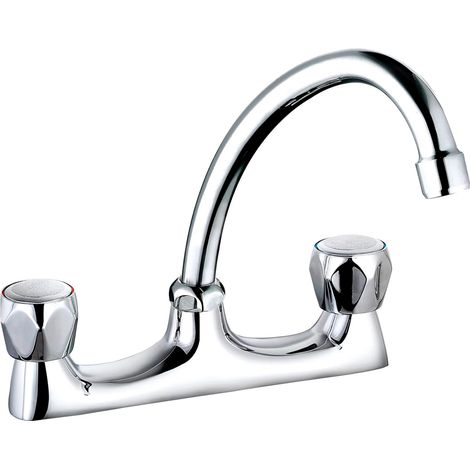 Two handle Chrome Taps Deck Sink Basin Mixer Contempory Bathroom Kitchen (1/5)