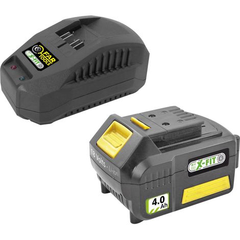 Fartools – Kit batterie 18V 4,0Ah lithium-ion avec chargeur rapide – Compatible avec outils X-FIT – Performance accrue pour usage intensif (1/7)