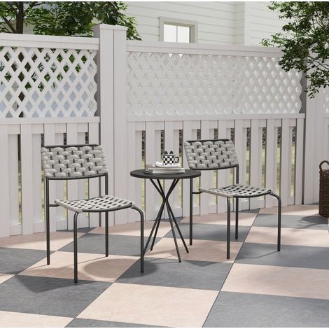 table salon chaise bistrot empilable acier gris HAVRYA (1/5)