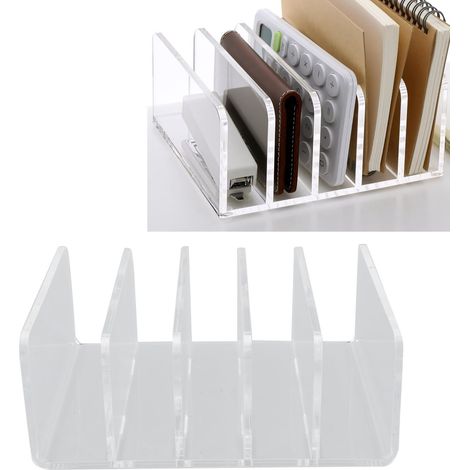 Transparenter Schreibtisch-Organizer aus Acryl, Dokumentenablage mit 5 Fächern, multifunktionales Fach für Briefe und Papiere, Material: Acryl, Maße: 16,2 x 15,6 x 6,6 cm (1/5)