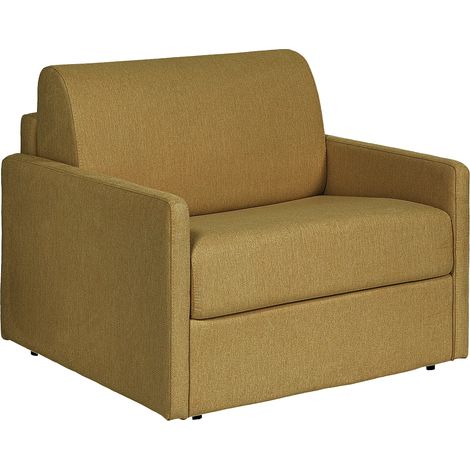 Fauteuil convertible express en tissu jaune - Matelas 14 cm CALIFE (1/5)