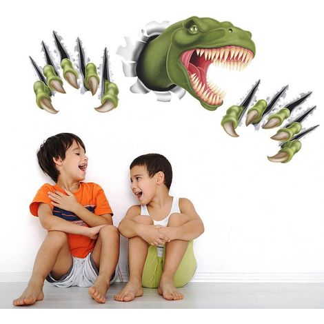 Décor Mural 3D Dinosaures, Autocollants Muraux Préhistoriques pour Salon, Chambre, Fond TV - Stickers Dino Relief, Décalcomanies Murales (1/5)
