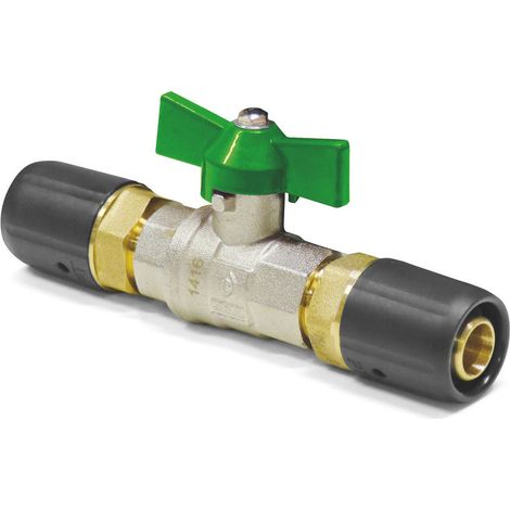 Steckfitting - Verbundrohr Kugelhahn grüner Flügelgriff - DVGW