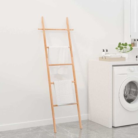 vidaXL Toallero escalera madera maciza de nogal 170 cm (1/5)