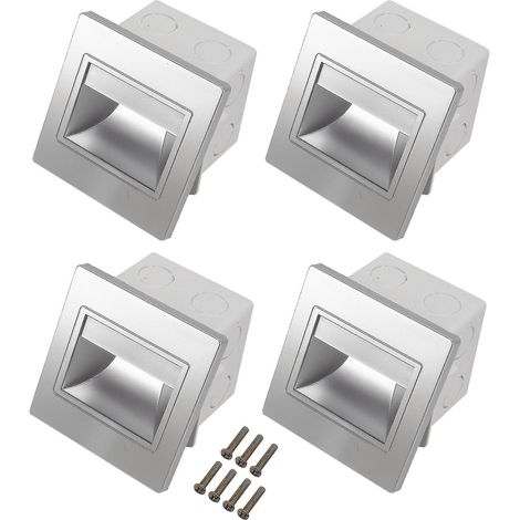 Lot de 4 spots LED encastrés 3W pour escalier, éclairage de marches et veilleuse d'intérieur. (1/5)