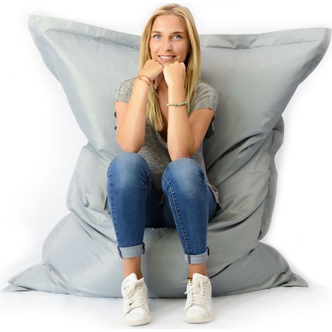 Pouf Géant XL 160 x120 cm Intérieur et Extérieur, Déhoussable, Salon, Jardin, Gris BiG52