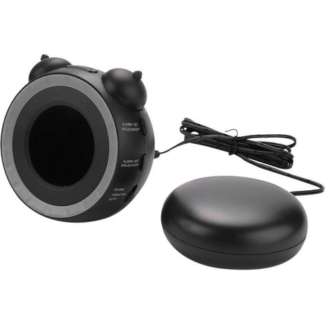 Réveil double puissant avec vibreur de lit, idéal pour les gros dormeurs ou les personnes malentendantes, port de chargement USB (1/5)