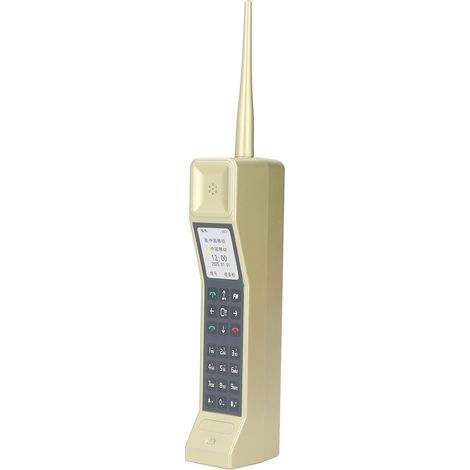 Ornement Vintage Téléphone Brique des Années 80-90 - Accessoire Photo Rétro Modèle Doré (1/5)