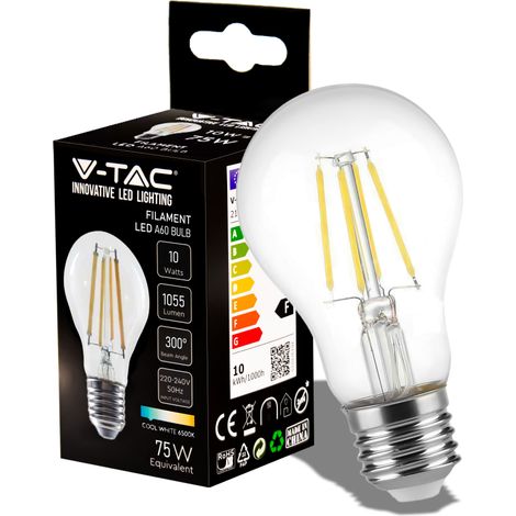 V-TAC 10W E27 LED-Glühbirne A67 Filament Kaltweiß