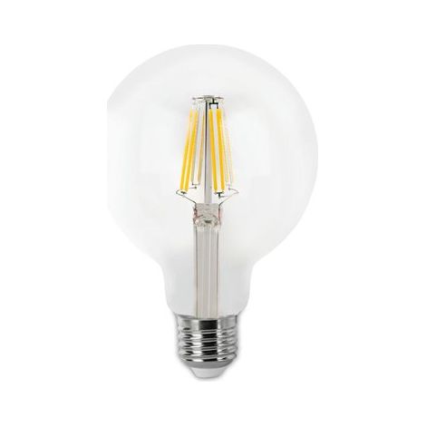 Bombilla LED de filamento E27 G80 (8W 2700K 800lm) IP20 Ø8x11,8cm transparente