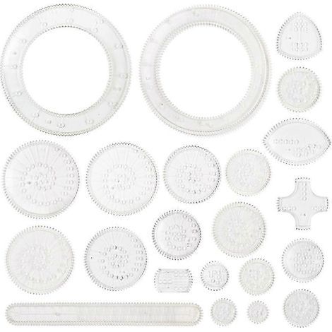 1 ensemble de 22 gabarits de dessin artistique, règles de dessin, ensemble de règles de peinture créatives pour enfants (sans stylo ni colle, blanc)-12.5X5.8CM-White (1/4)