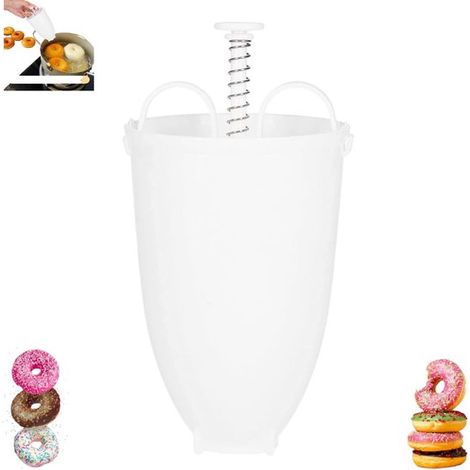 Moules à donuts - Machine à donuts DIY - Blanc - Machine à donuts à une main - Machine à donuts manuelle - Distributeur de gaufres - Ustensiles de cuisine pour la fabrication et la cuisson de donuts - (1/5)