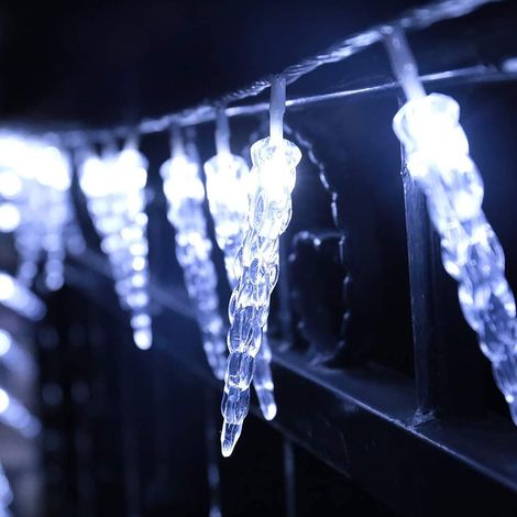 Guirlande lumineuse LED stalactite glace 80 LED - Extérieur Intérieur - Étanche IP44 - 10 mètres - Éclairage pluie de météores - Tube néon - Fonctionne