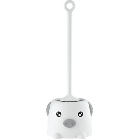 toilet brush for home cartoon design with stand gray color