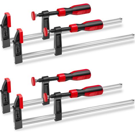 Jeu de pinces à tige en acier, 4 paquets, pince en forme de F à dégagement rapide de taille moyenne, forte capacité de charge, adaptée au travail du bois, au traitement des métaux, au bricolage et à l (1/5)