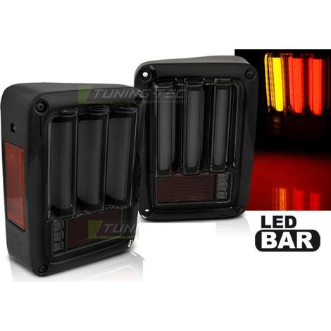 Paire feux arriere Jeep Wrangler JK 07-18 FULL LED Noir Fume (1/5)