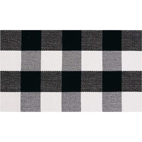Tapis En Coton Et Lin - Motif Carreaux Buffalo Noir Et Blanc - Pour Intérieur Et Extérieur - 60 X 90 Cm (1/5)