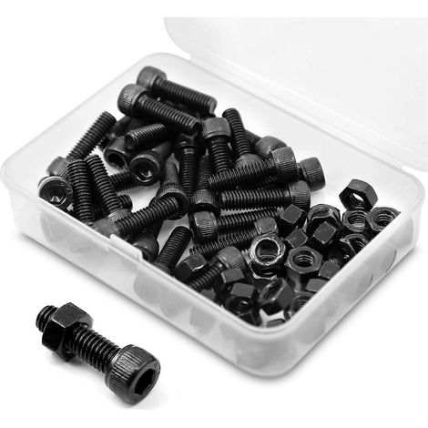 Vis à tête cylindrique creuse M6 x 16 mm, 40 pièces, boulons hexagonaux entièrement filetés en acier au carbone 12.9 (noir) (1/5)