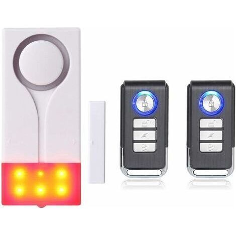Door and Window Alarm - Wireless Burglar Alarm with 105 DB Loud Sound and Bright Light, Easy to Install (Includes 1 Alarm and 2 Remote Controls)dengyank (1/5)