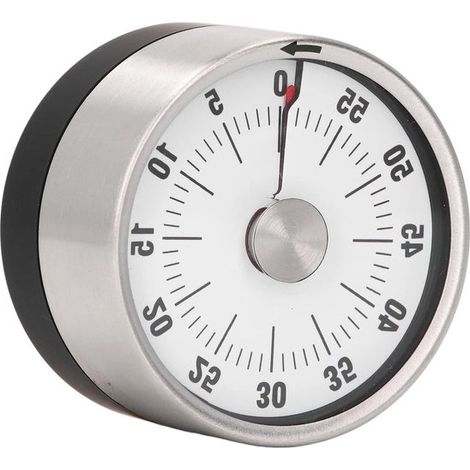 Allecto Plus - Reloj de cocina mecánico de acero inoxidable con temporizador magnético y cuenta atrás (blanco) (1/5)