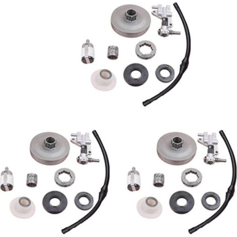 5x Kupplungsritzel, Felge, Trommel, Ölpumpe, Schneckenrad für chinesische 4500er, 5200er, 5800er und 45-cm³-Motoren, 5 Öldichtungen, Lithium-Kraftstofffilter