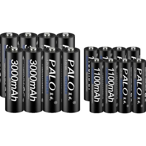 Batteries Rechargeables, NI-MH, Compatibilité Polyvalente, 8AA et 8AAA (1/2)