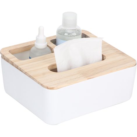 Multifunktionale Aufbewahrungsbox für Schreibtischpapier, Taschentuchbox mit Deckel für Homeoffice (Drei-Fächer-Taschentuchbox) (1/5)