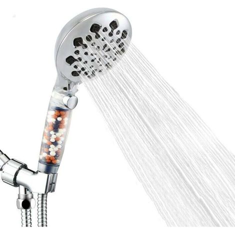 High-pressure shower head with filter, 9-function hand shower with hose and bracket (1/4)